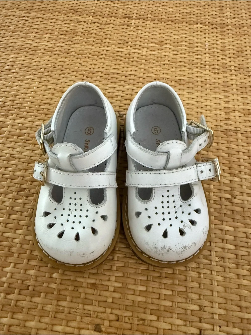 Shrimp & Grits White Mary Jane Shoes with Buckle Strap